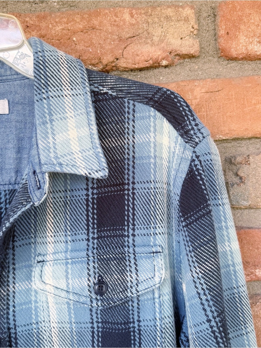 OUTERKNOWN Blanket Shirt in Blue Tonal Puget Plaid Colorway Size Medium - Picture 4 of 9